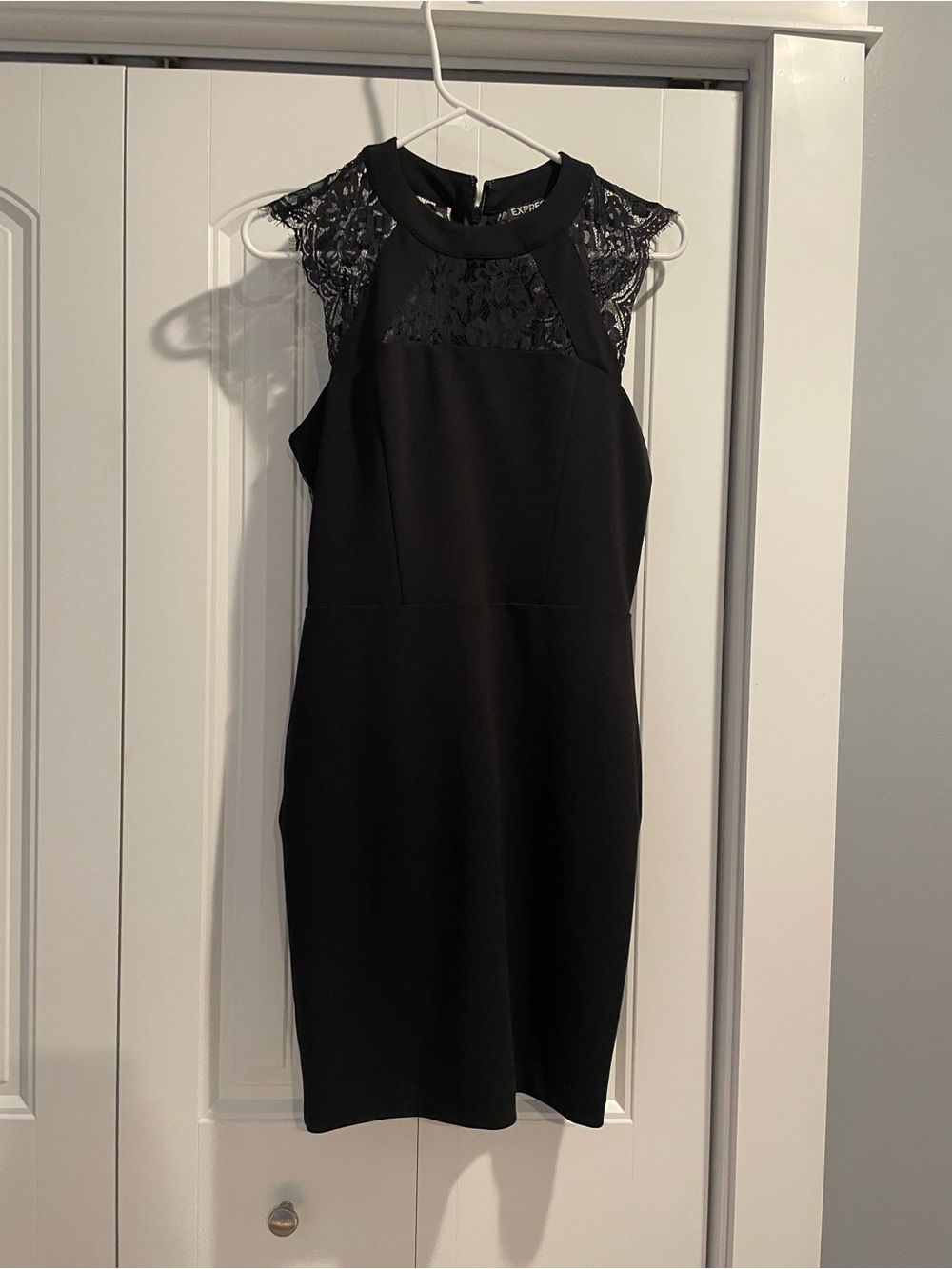Express Black Lace Yoke Mini Dress